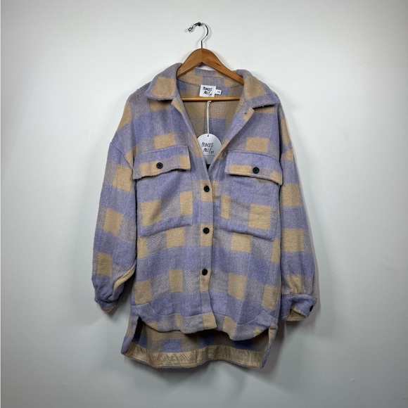 NWT Princess Polly “Keele” Purple Plaid Oversized Shacket - Picture 2 of 5